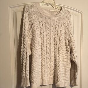 Aerie Soft Beige Cable Knit Sweater